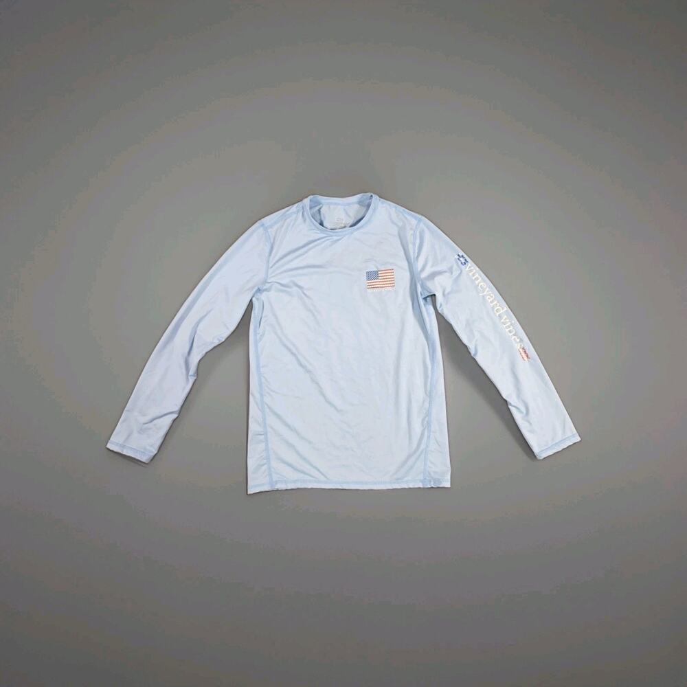 Vineyard Vines Boys Size S 10-12 Long-Sleeved Rash Guard Light Blue C14